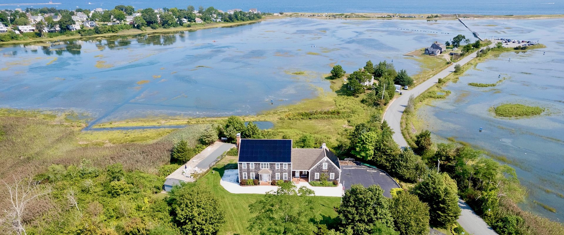 Drone View Of Our 3 Boardwalk Cape Cod Vacation Rental