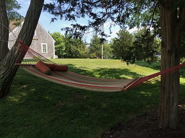 Image Of a Hammock In Our 3 Boardwalk Cape Cod Vacation Rental Garden