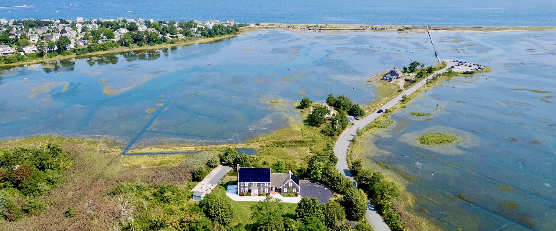 Second Drone View Image Of Our 3 Boardwalk Cape Cod Vacation Rental